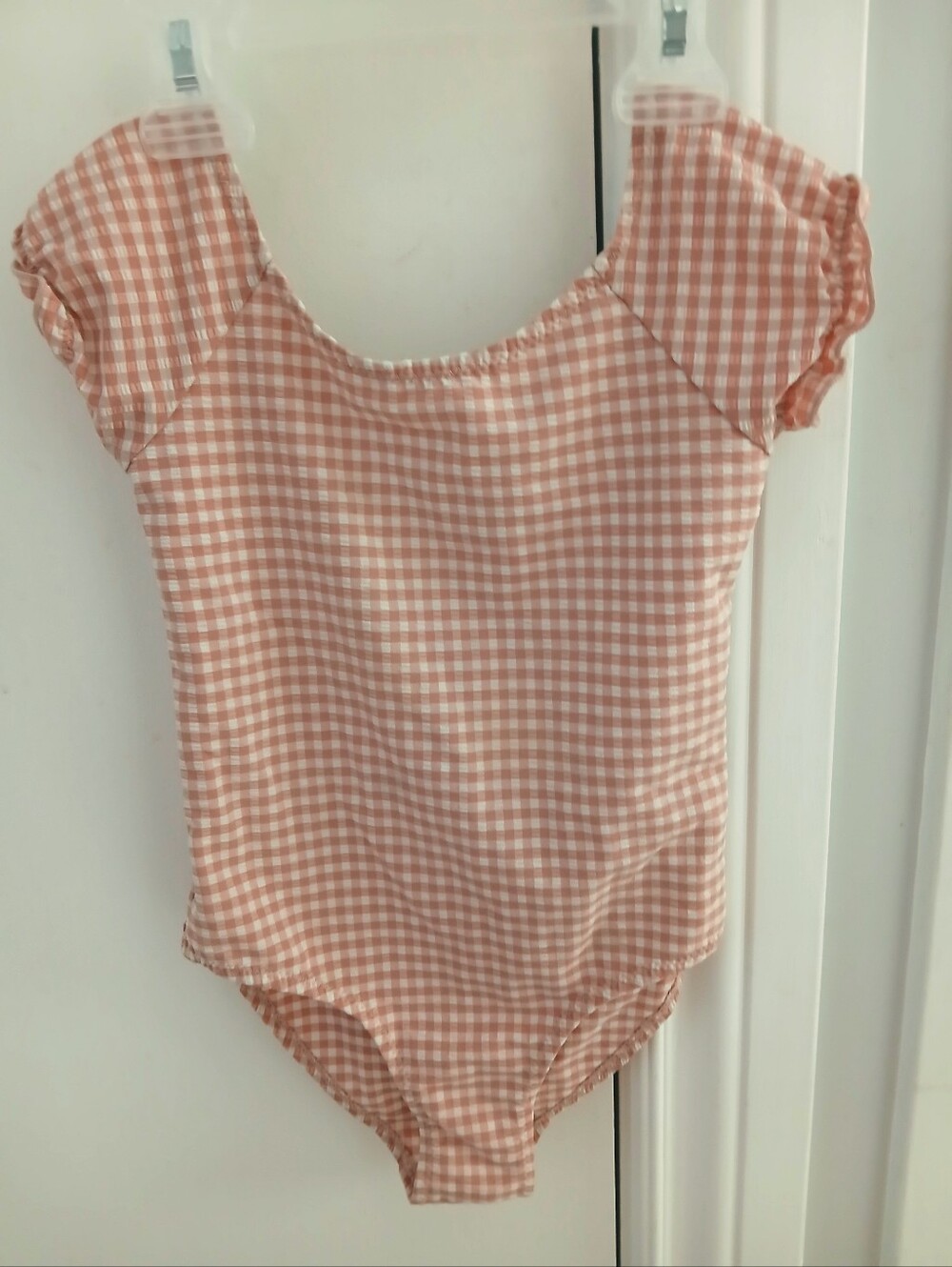🔥🔥Zara Kids Peach Pink Gingham One-Piece Swimsuit